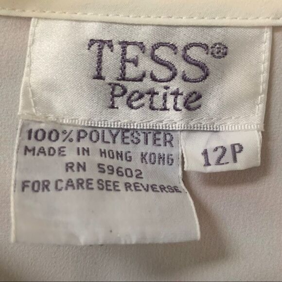 TESS Women’sLong Sleeve Embroidery design  Cream Color Dress Shirt Size 12Petite - Picture 5 of 9